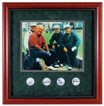 Golf Legends Arnold Palmer, Jack Nicklaus, and Tom Watson Signed Golf Balls Display