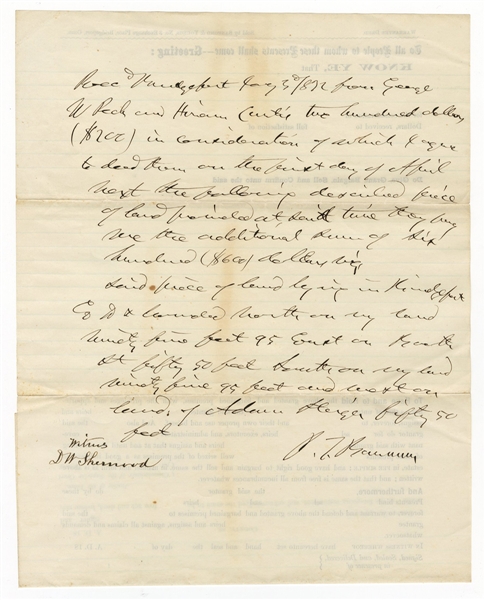 P.T. Barnum Signed Court Document (Deed) JSA