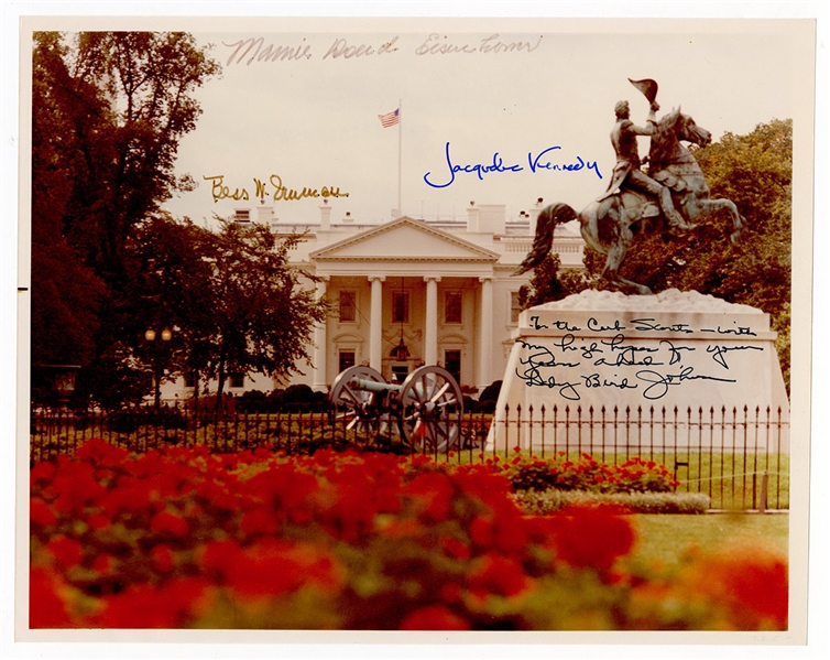 First Ladies Signed White House Photograph with Truman, Eisenhower, Kennedy & Johnson JSA