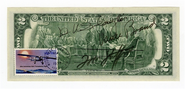 Apollo-Soyuz Test Project Astronauts Signed $2 Dollar Bill JSA