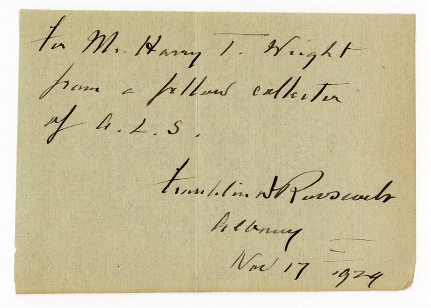 Franklin D. Roosevelt Signed Handwritten Note JSA