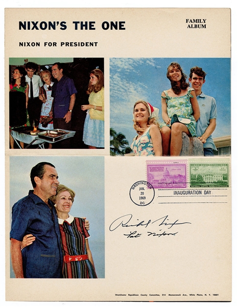 President Richard Nixon & First Lady Pat Nixon Signed “Family Album” Campaign Flyer JSA