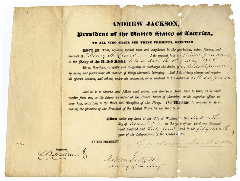 President Andrew Jackson Signed Document JSA