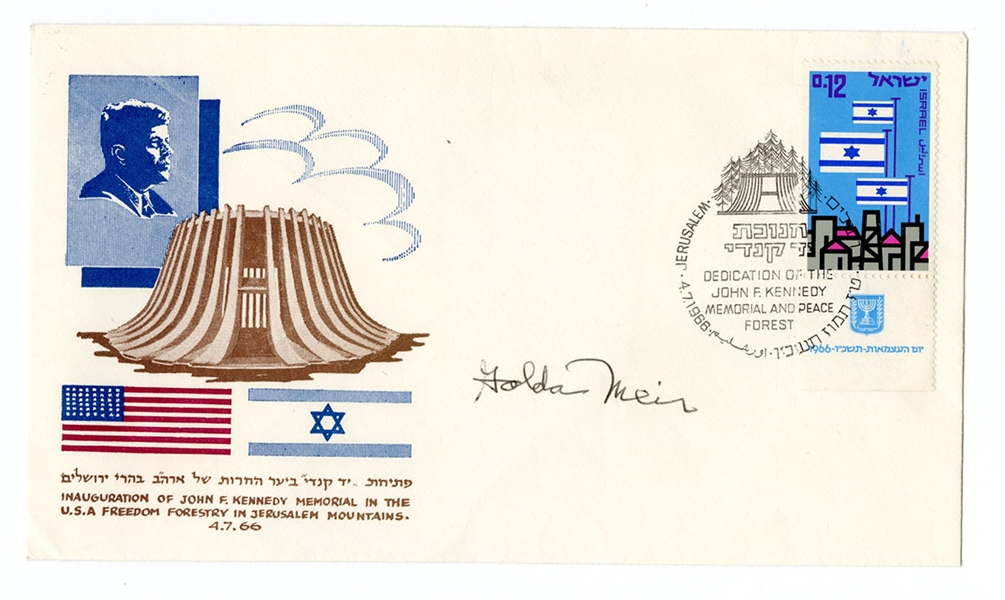 Golda Meir Signed FDC Cachet Envelope JSA