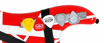 Eddie Van Halen Played and Signed Custom Striped Kramer Frankenstrat Guitar with Eddie’s Cigarette Butts JSA