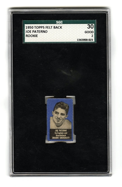 1950 Topps Felt Back Joe Paterno Rookie SGC 2