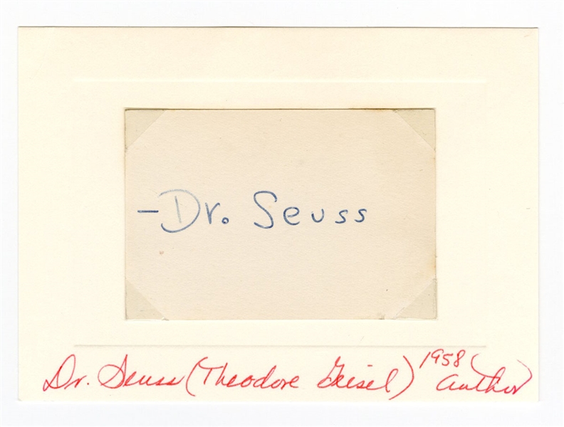 Dr. Seuss Signed Cut JSA