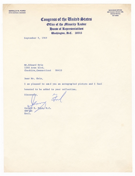 Gerald Ford Signed Congresssional Letter JSA