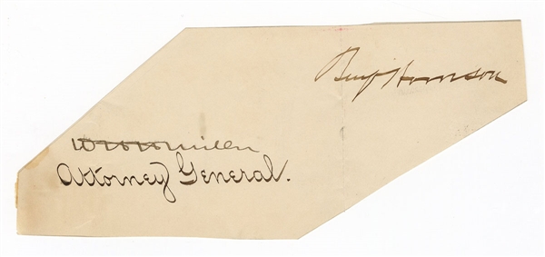 President Benjamin Harrison and William H. H. Miller (Attorney General) Signed Cut JSA