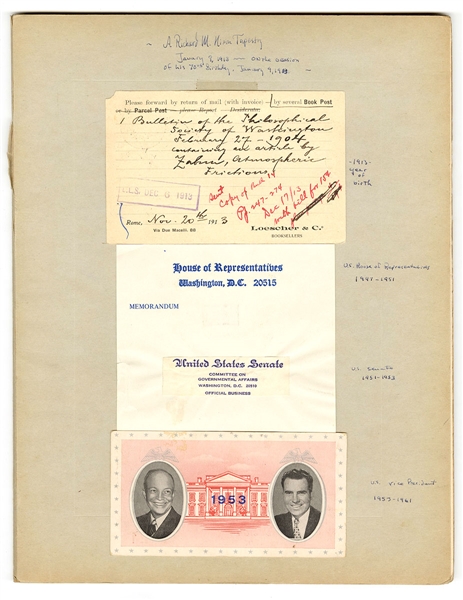 William Taft Signed Letter & Eisenhower-Nixon Inaugural Presentation
