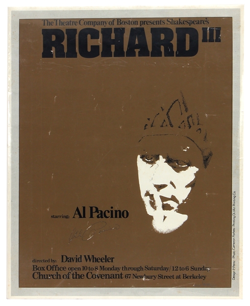 Al Pacino Signed "Richard III" Broadway Show Poster