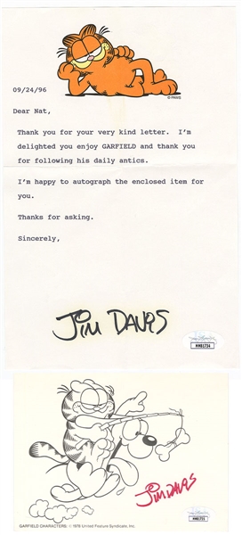 Jim Davis Signed Letter and “Garfield” Note Card JSA