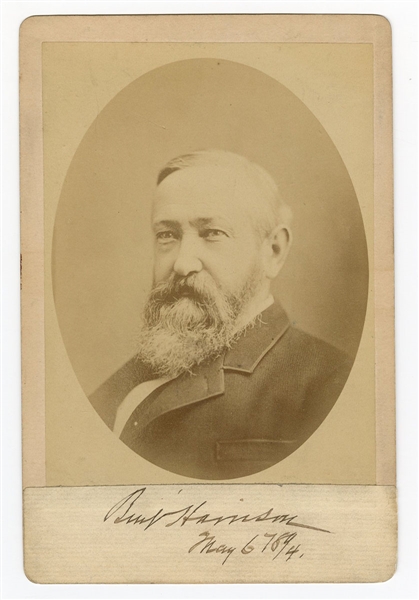 Benjamin Harrison Signed Cabinet Card JSA