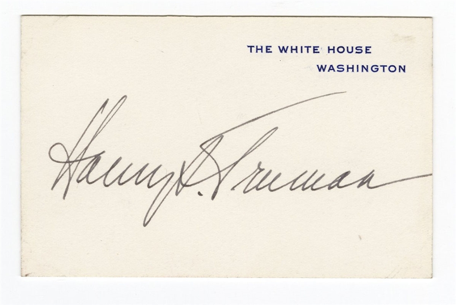 Harry S. Truman White House Signature Card 