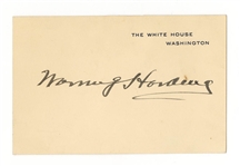 Warren G Harding White House Signature Card JSA