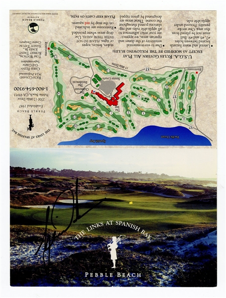 Tiger Woods Signed Spanish Bay Pebble Beach Scorecard