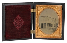 Business and Keeper Tintype in Gutta Percha Case