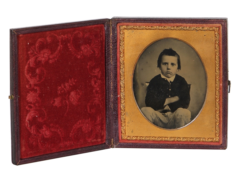 Seated Young Lad Encased Tintype