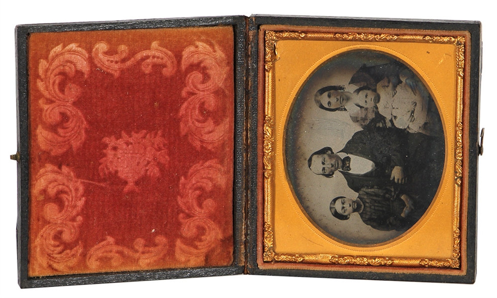 Family of Four (2 Children) Encased Horizontal Tintype