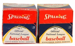 Pair of Unopened Vintage 1950s SPALDING National League Baseballs 