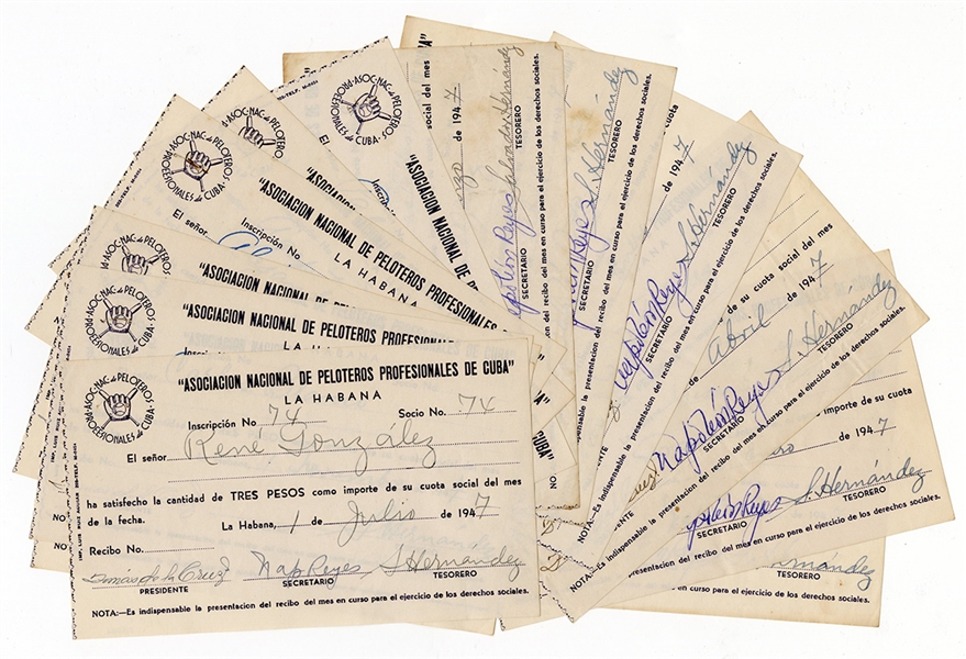 Collection of 1947 Cuban Baseball Association Baseball Receipts