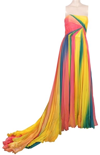 Beyoncé "In Style Magazine" Worn Bill Blass Rainbow Chiffon Gown