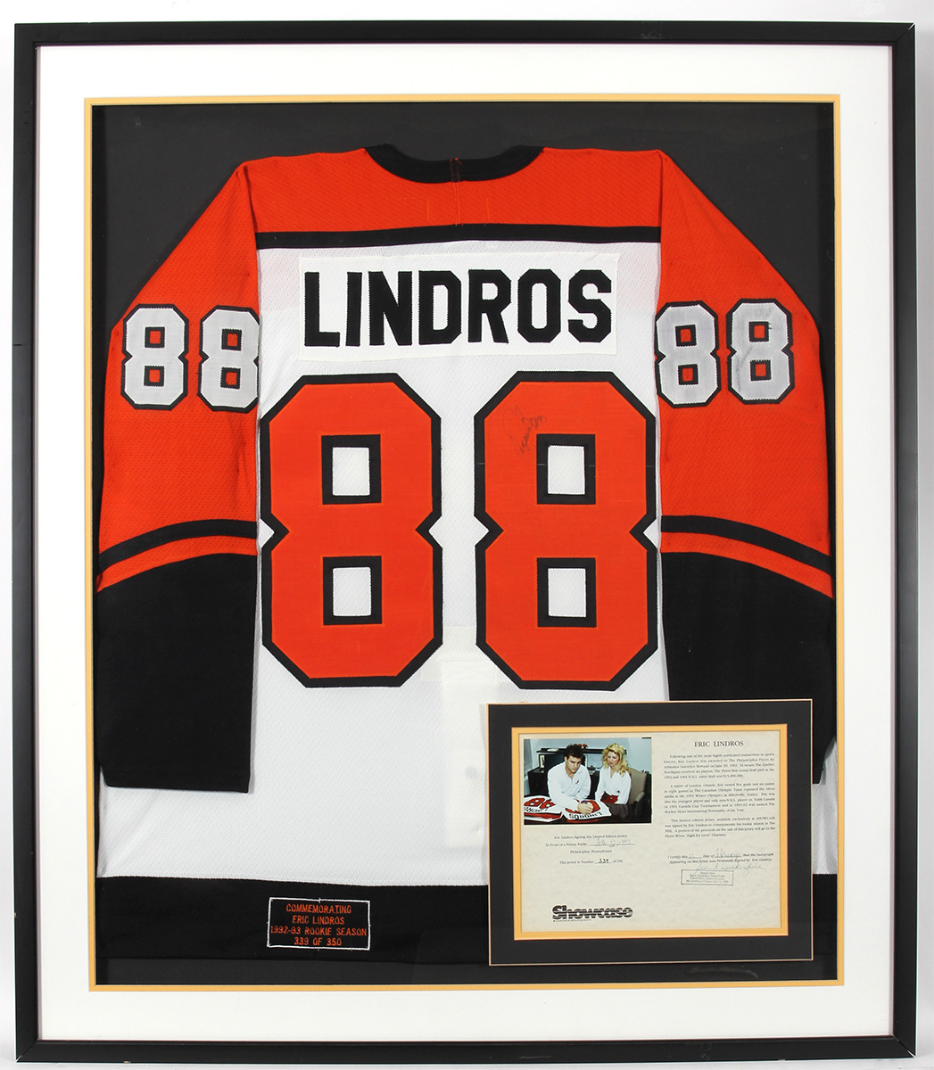 Press Pass Collectibles Flyers Eric Lindros Authentic Signed White CCM Jersey Autographed BAS #BG90718