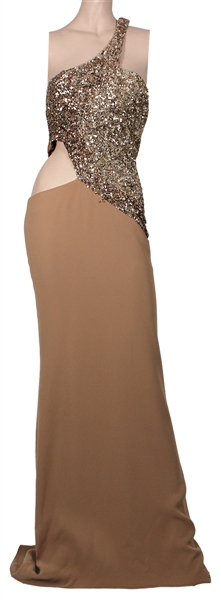 Spice Girl Mel B "Dancing with the Stars" Worn Custom Nude and Sequin Floor-Length Dress