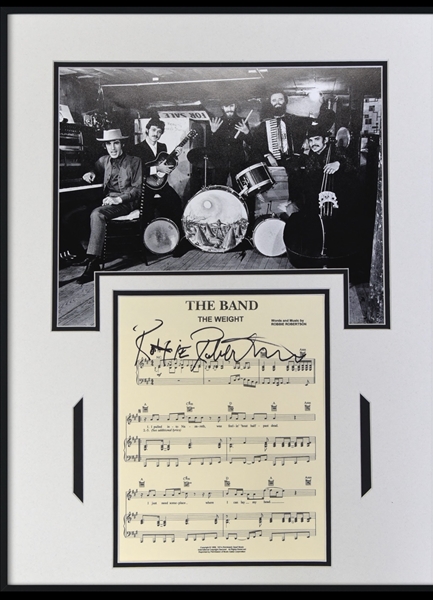 The Band Robbie Robertson Signed "The Weight" Sheet Music Display