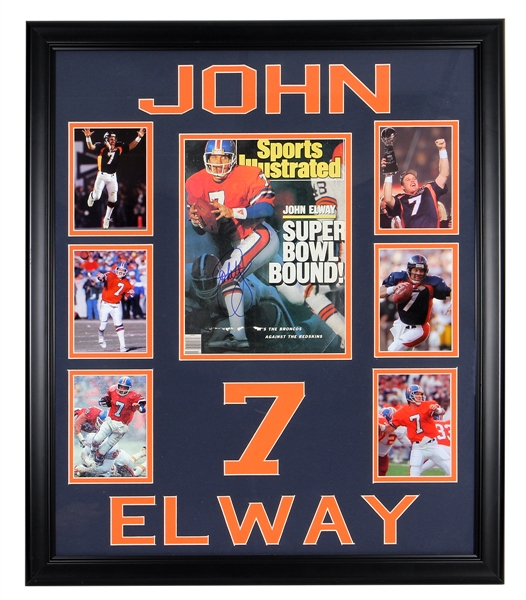 John Elway Signed Photograph Display JSA