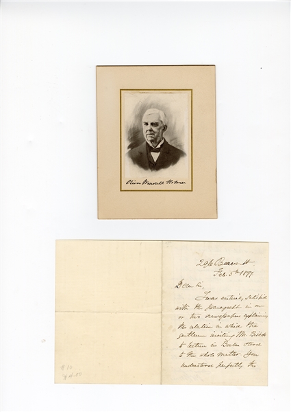 Oliver Wendell Holmes Sr. Handwritten Signed Letter 1887
