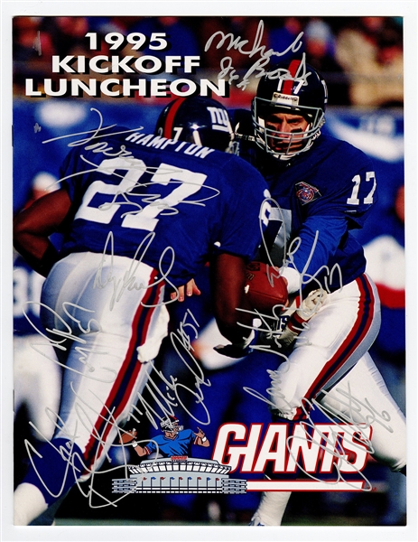 New York Giants 1995 Kickoff Luncheon Magazine with 10 Signatures