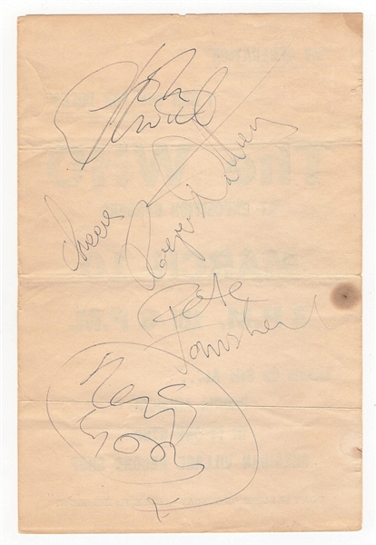 The Who Signed 1968 Concert [Poster] Handbill –Signed by All Four with Keith Moon PSA/DNA