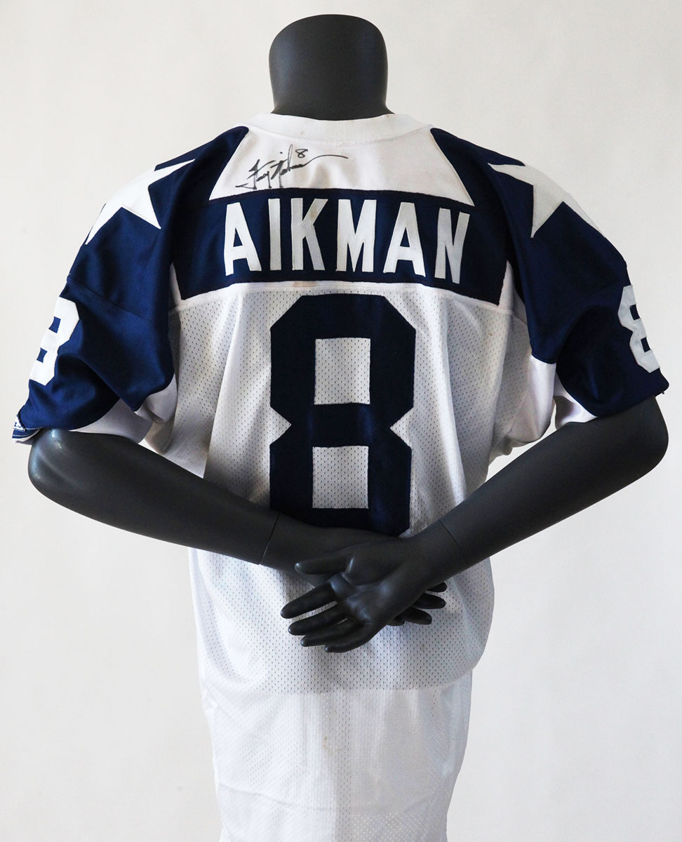 Lot Detail - Troy Aikman Game Worn and Signed 75th Anniversary Jersey Worn  On 9/19/1994 JSA & Cowboys LOA