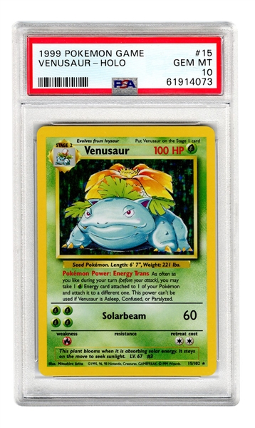 1999 Pokémon Base Set Venusaur Holo PSA 10