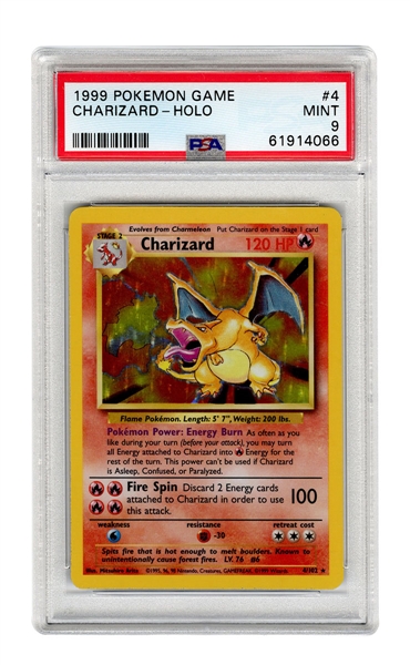1999 Pokémon Base Set Charizard Holo PSA 9
