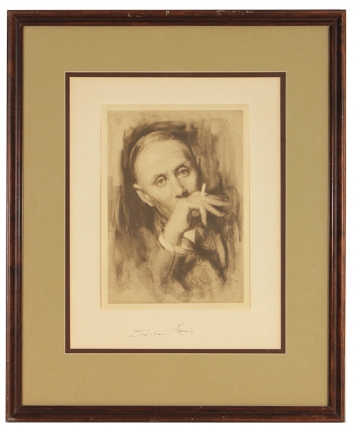 Sinclair Lewis Signed Leonebel Jacobs Portrait Art Print (1937)