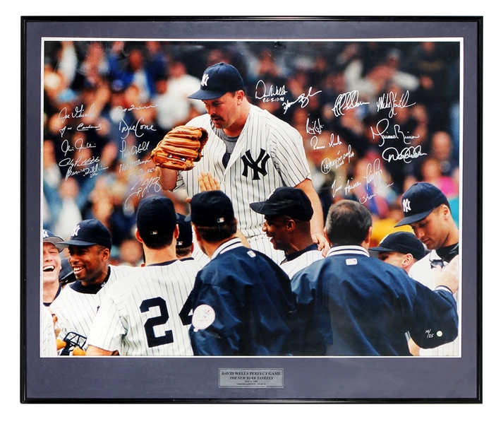 1998 NY Yankees Poster Signed by 21 Players JSA