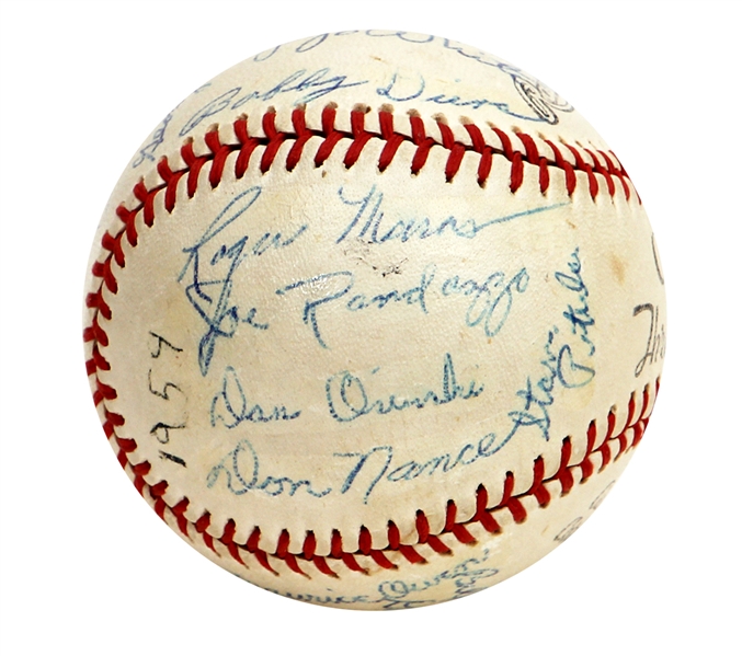 Roger Maris 1954 Keokuk Kernels Team Signed Baseball JSA