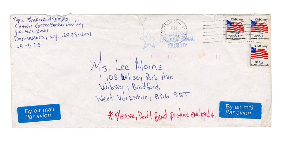Tupac Shakur Handwritten & Signed Envelope from Prison