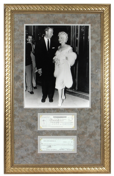 Marilyn Monroe & Joe DiMaggio Signed Checks Display