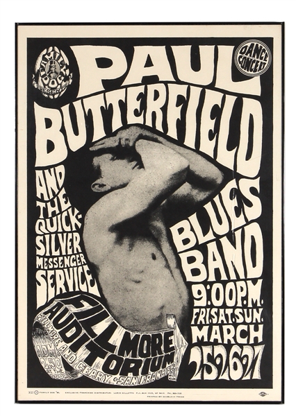 Paul Butterfield Blues Band Original 2nd Printing Fillmore Auditorium Concert Poster