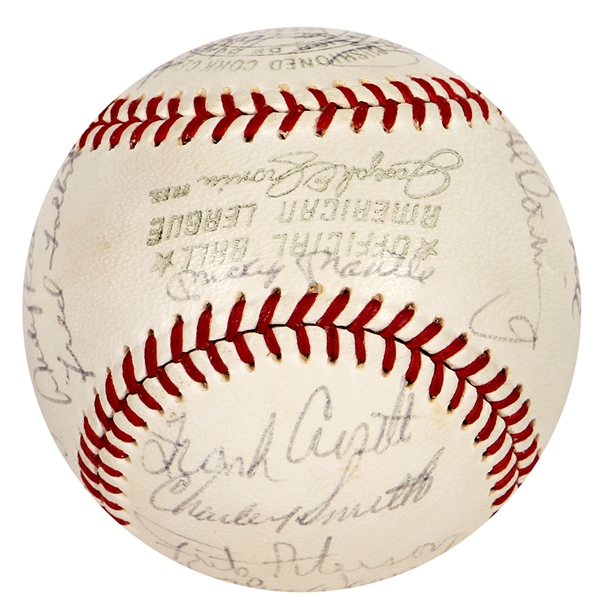 1968 New York Yankees Team Signed Baseball w/ Mickey Mantle (Last Season)