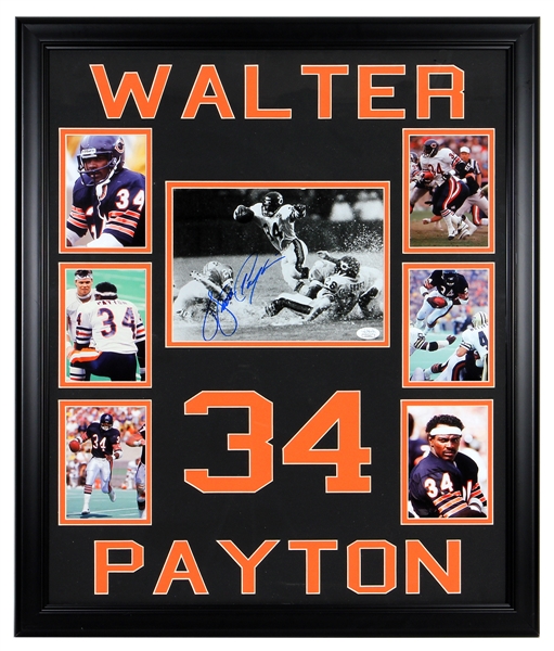 Walter Payton Signed Photograph Display JSA