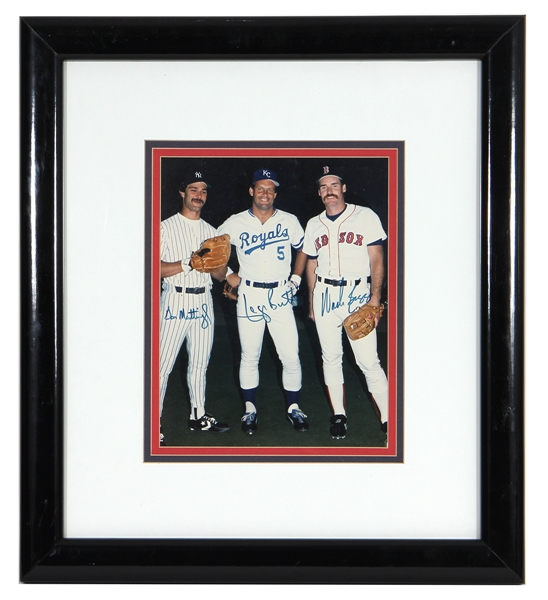 Don Mattingly, George Brett, and Wade Boggs Signed Photograph JSA