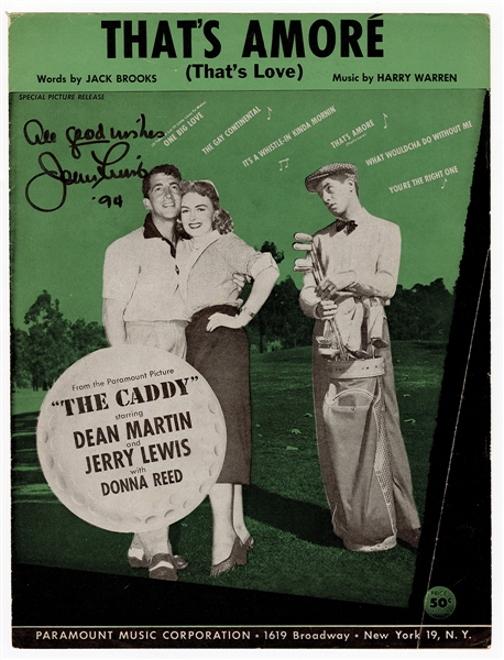 Jerry Lewis Signed “That’s Amore” Sheet Music