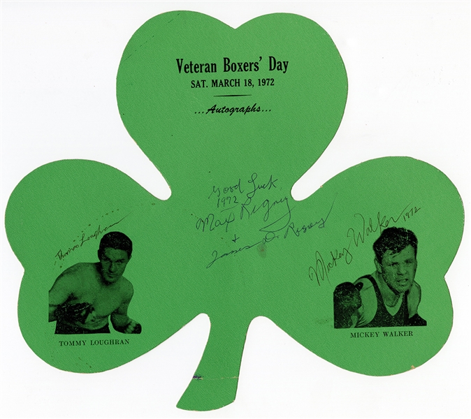 Tommy Loughran and Mickey Walker Signed “Shamrock” 1972 Veteran Boxers’ Day