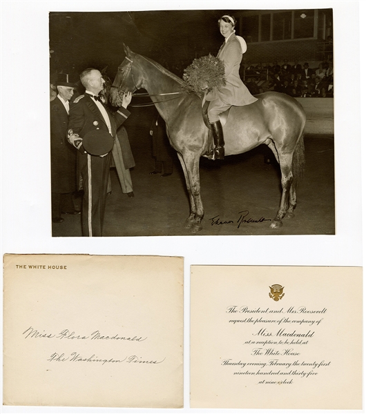 First Lady Eleanor Roosevelt Signed Photograph with White House Invitation