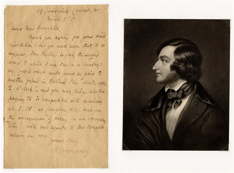 Robert Browning Handwritten Signed Letter 1883