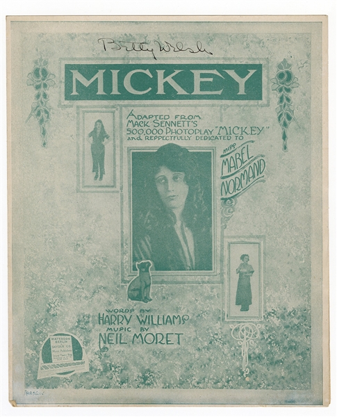 Actress Betty Welsh Signed 1918 Sheet Music